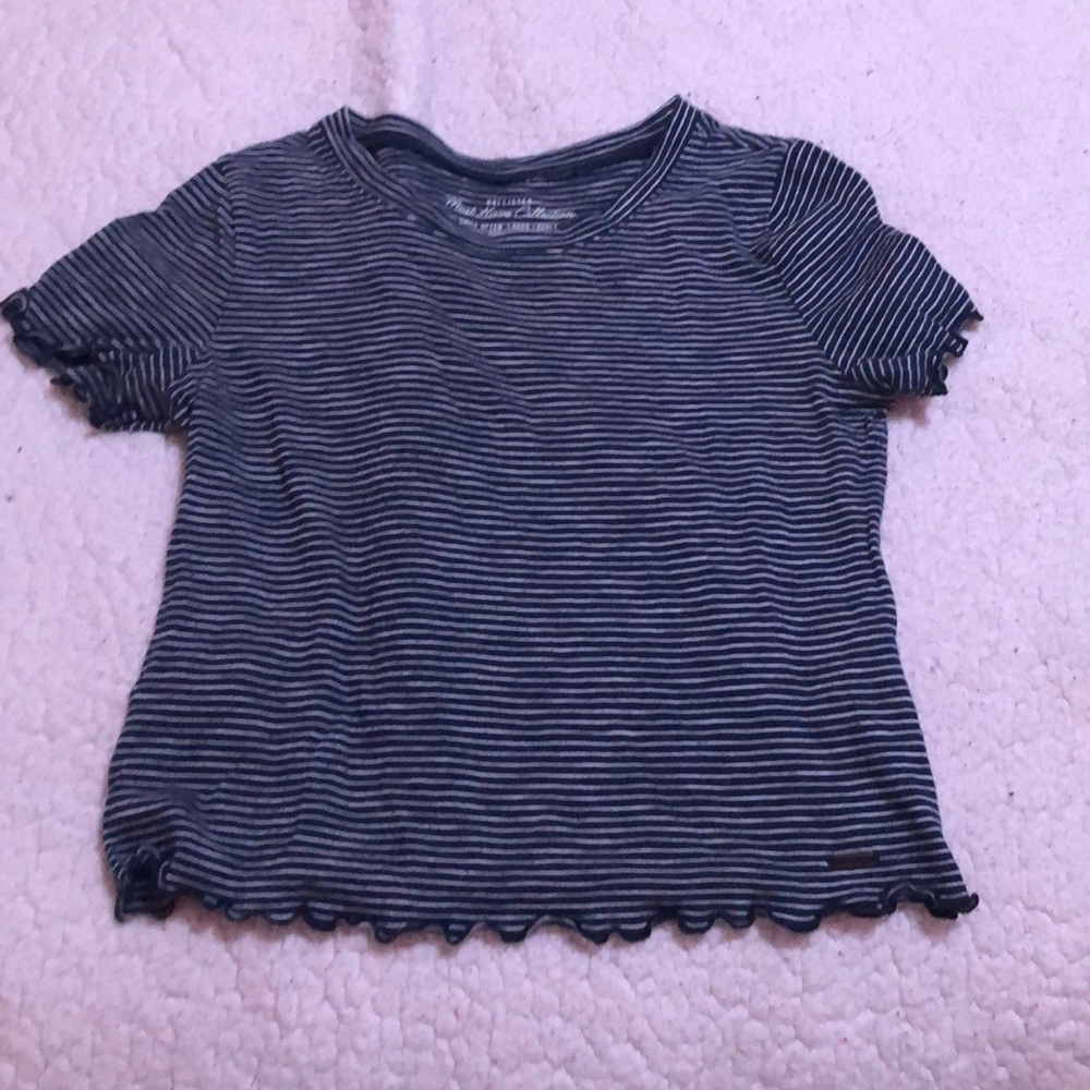 dark blue striped shirt